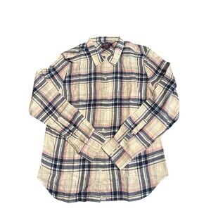 UNTUCKit Women's De Toren Plaid Flannel Blue Pink White Shirt Size 10 NWOT